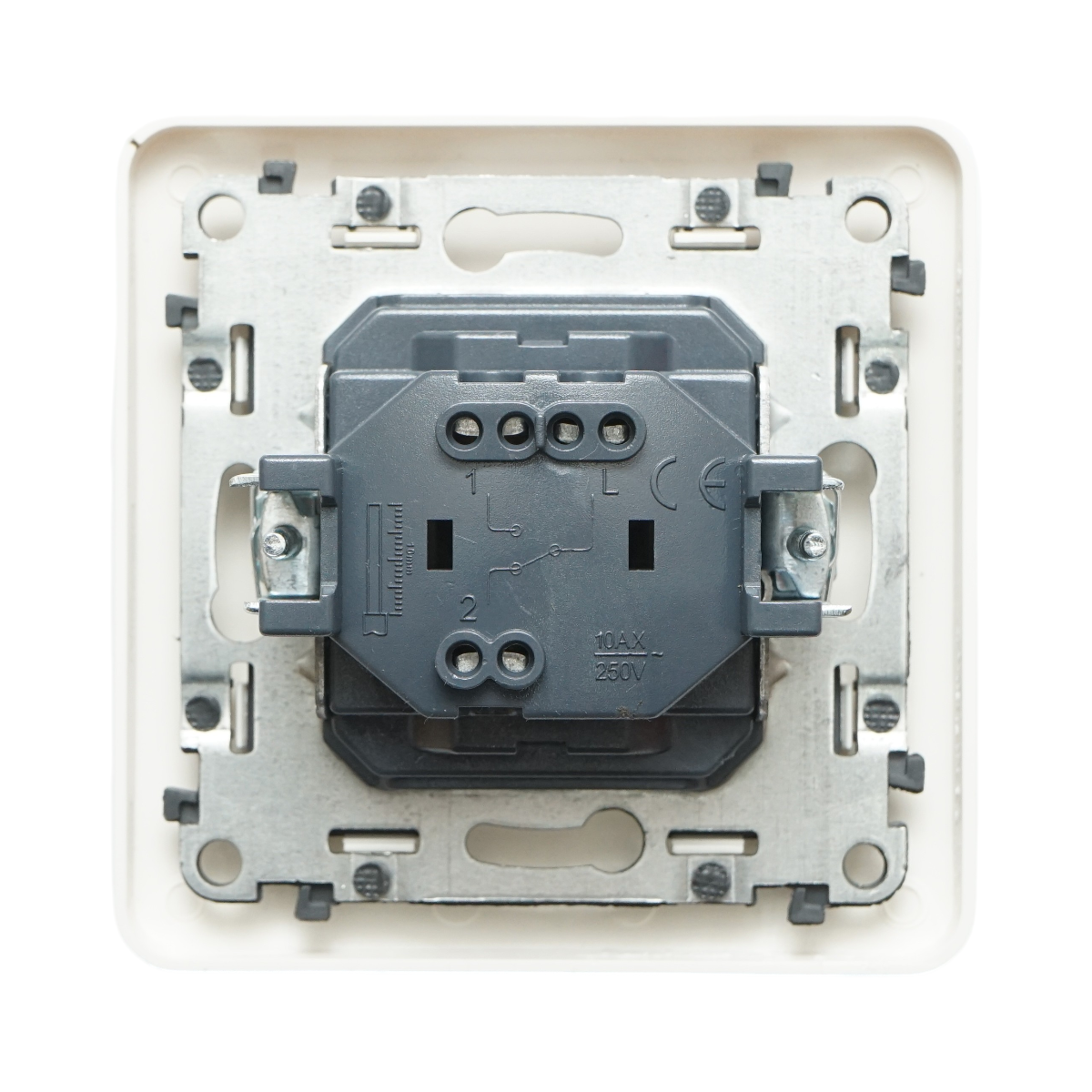Interruttore da incasso per scale bianco 220V, 10AX, PC 80x80mm - immagine 3