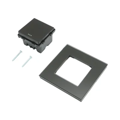 Interruttore da incasso per scale nero 220V, 16AX, spia luminosa, cornice in vetro 86x86x34mm - immagine 5