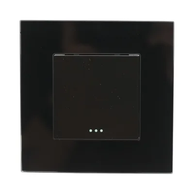 Interruttore da incasso per scale nero 220V, 16AX, spia luminosa, cornice in vetro 86x86x34mm - immagine 2