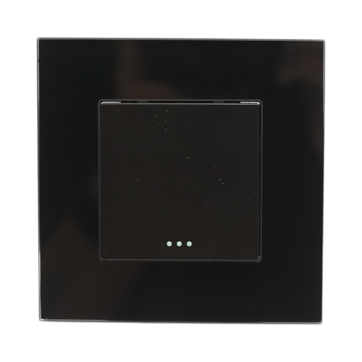 Interruttore da incasso per scale nero 220V, 16AX, spia luminosa, cornice in vetro 86x86x34mm - immagine 2