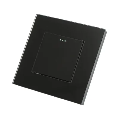 Interruttore da incasso per scale nero 220V, 16AX, spia luminosa, cornice in vetro 86x86x34mm