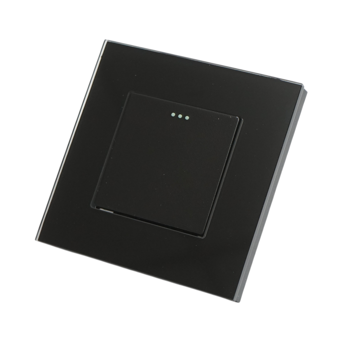 Interruttore da incasso per scale nero 220V, 16AX, spia luminosa, cornice in vetro 86x86x34mm