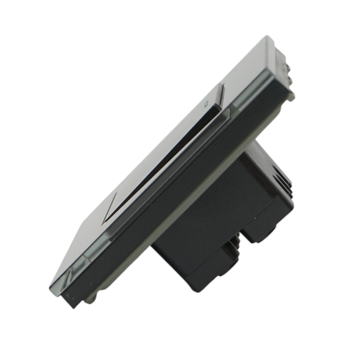 Interruttore da incasso per scale nero 220V, 16AX, spia luminosa, cornice in vetro 86x86x34mm - immagine 3