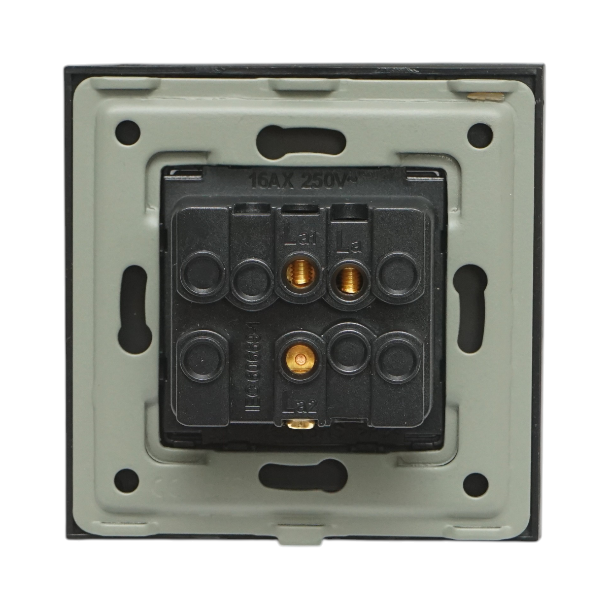 Interruttore da incasso per scale nero 220V, 16AX, spia luminosa, cornice in vetro 86x86x34mm - immagine 4