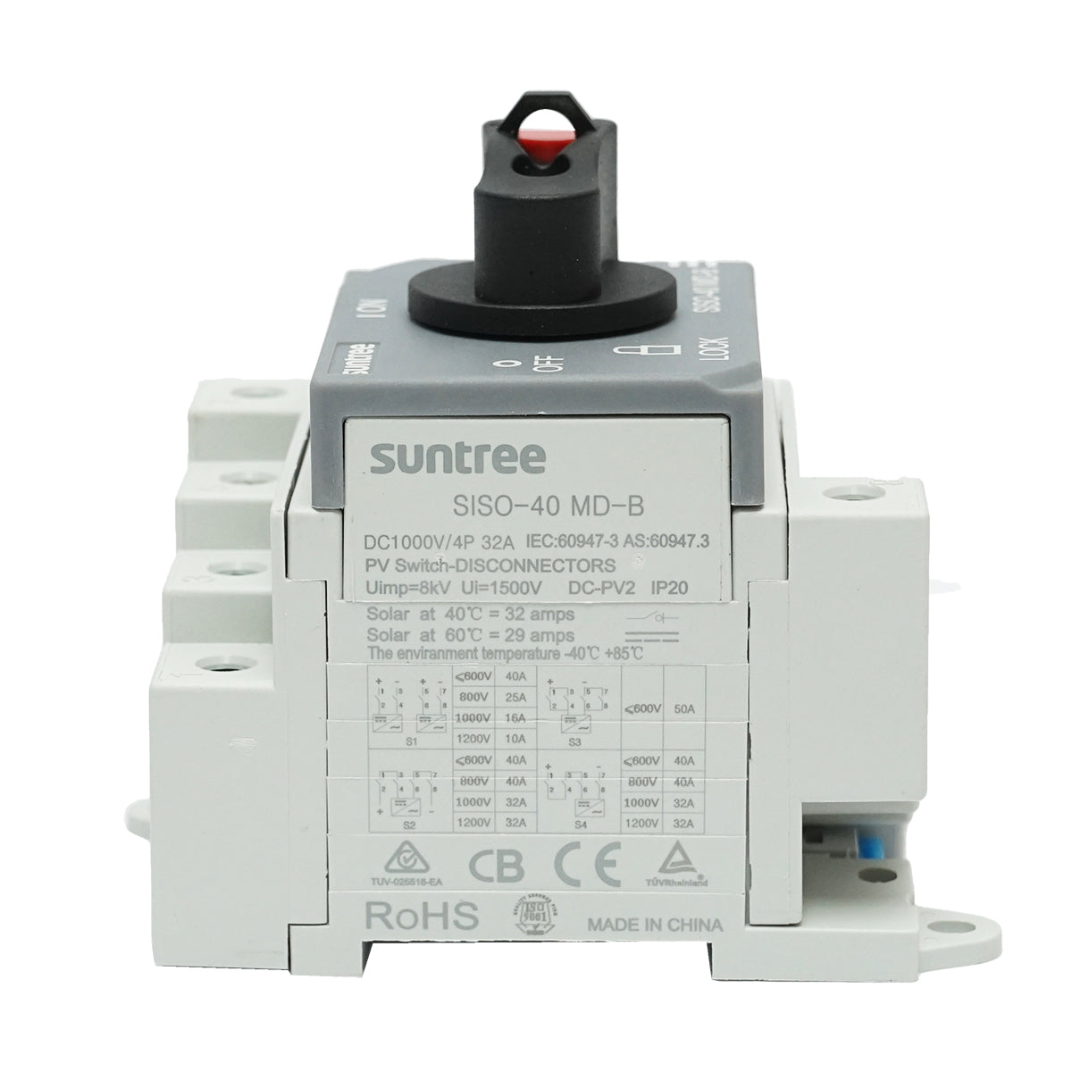 Interruttore di carico, interruttore on/off per impianti fotovoltaici 4P, 32A, 1500kV Suntree - immagine 4