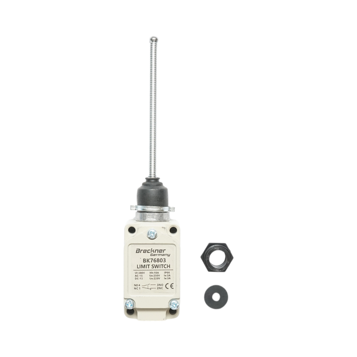 Interruttore di fine corsa con asta a molla – 380V / 1NO + 1NC / IP66 Breckner Germany