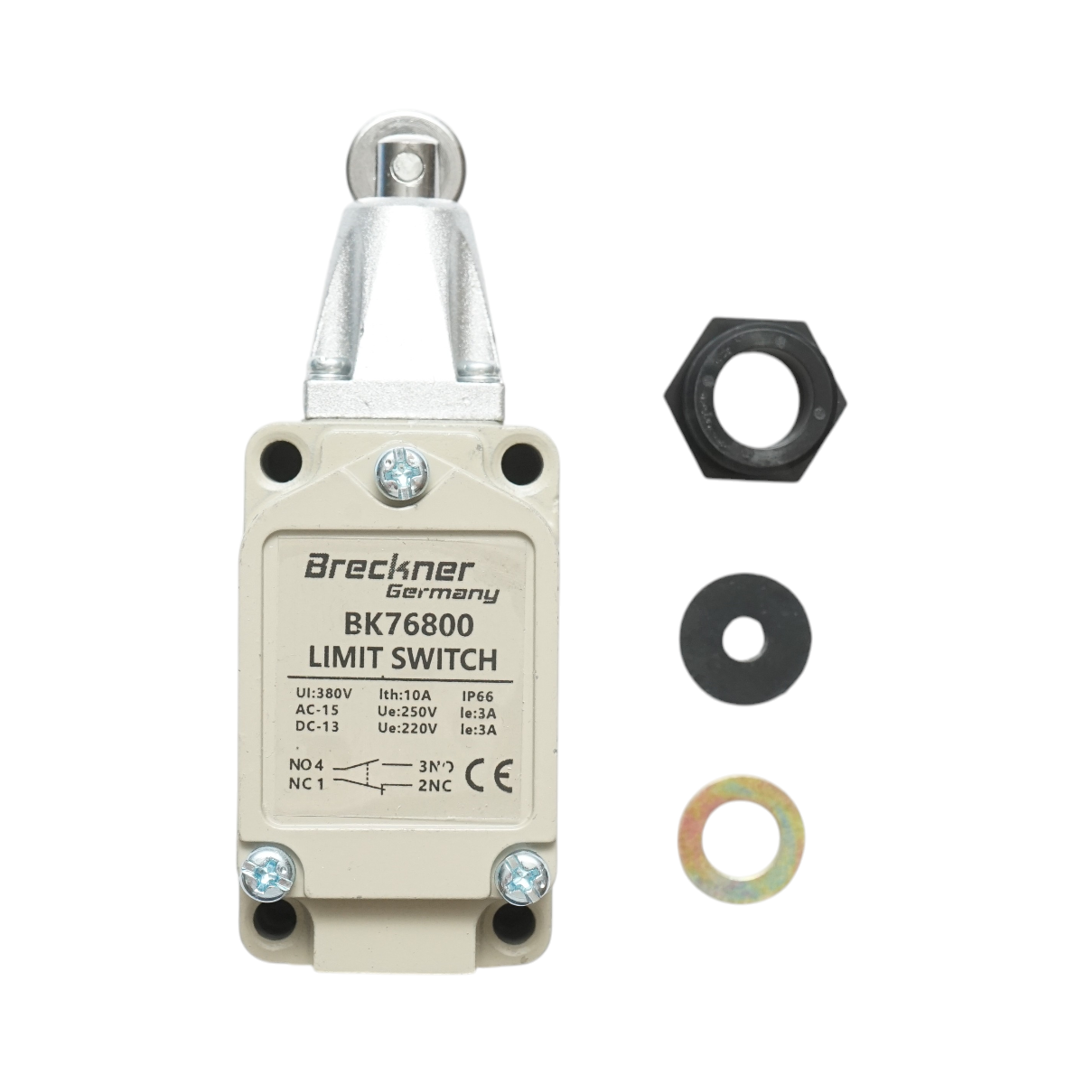 Interruttore di fine corsa con rullo orizzontale – 380V / 1NO + 1NC / IP66 Breckner Germany