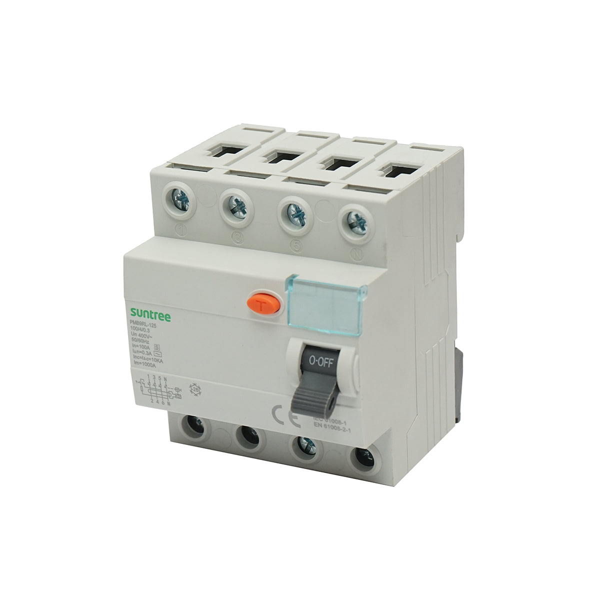 Interruttore differenziale 4P 100A 30mA 6kA, tipo AC Suntree - immagine 3