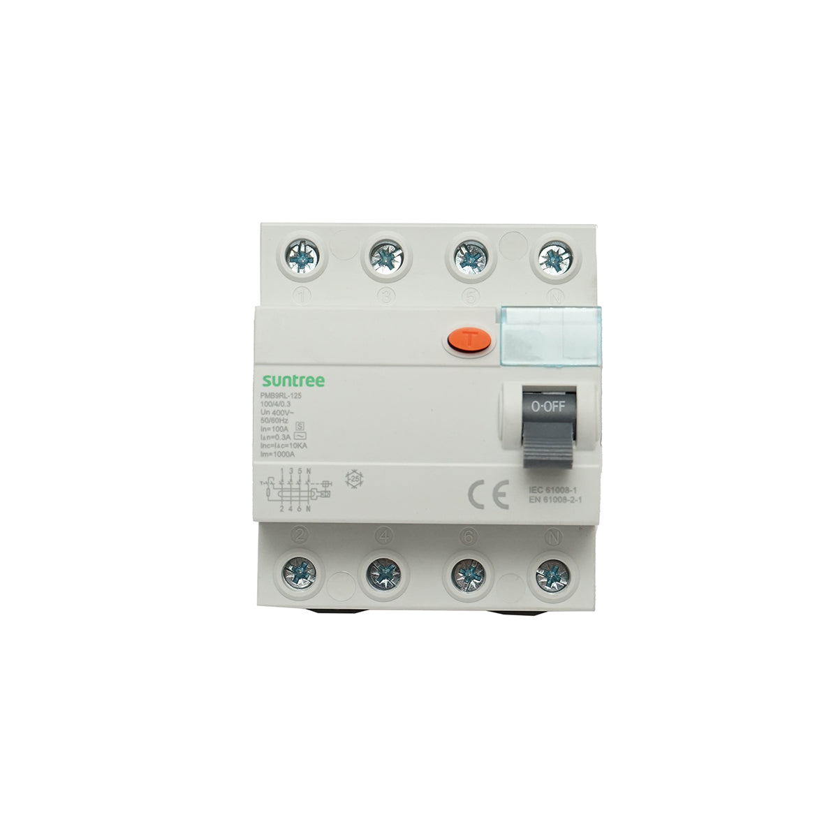 Interruttore differenziale 4P 100A 30mA 6kA, tipo AC Suntree