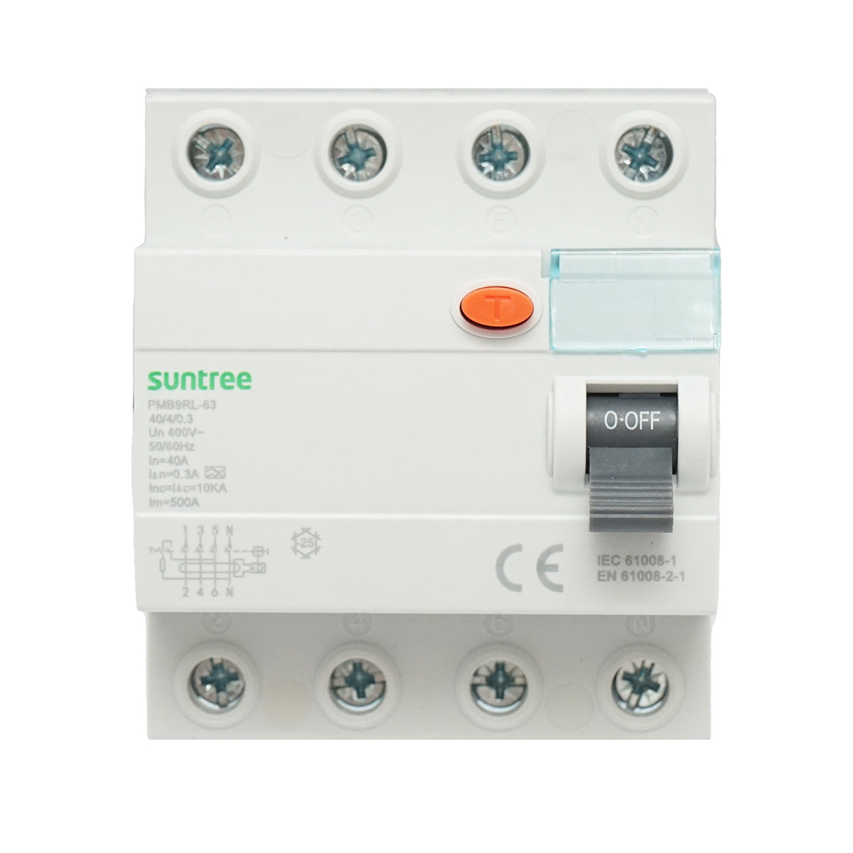 Interruttore differenziale 4P 40A 30mA 6kA, tipo A Suntree