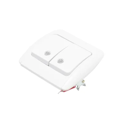 Interruttore doppio bianco ST MAKEL 220V - 250V, 10A da incasso, ceramico, con indicatore - immagine 3