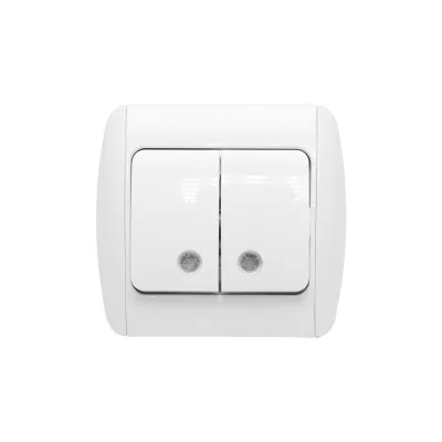 Interruttore doppio bianco ST MAKEL 220V - 250V, 10A da incasso, ceramico, con indicatore