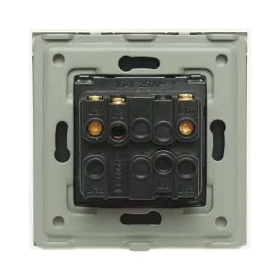 Interruttore doppio per tapparelle bianche da incasso 220V, 16AX, spia luminosa, cornice in vetro 86x86x34mm - immagine 4