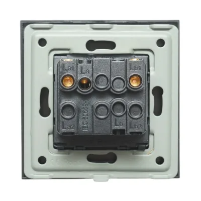Interruttore doppio per tapparelle da incasso nero 220V, 16AX, spia luminosa, cornice in vetro 86x86x34mm - immagine 4