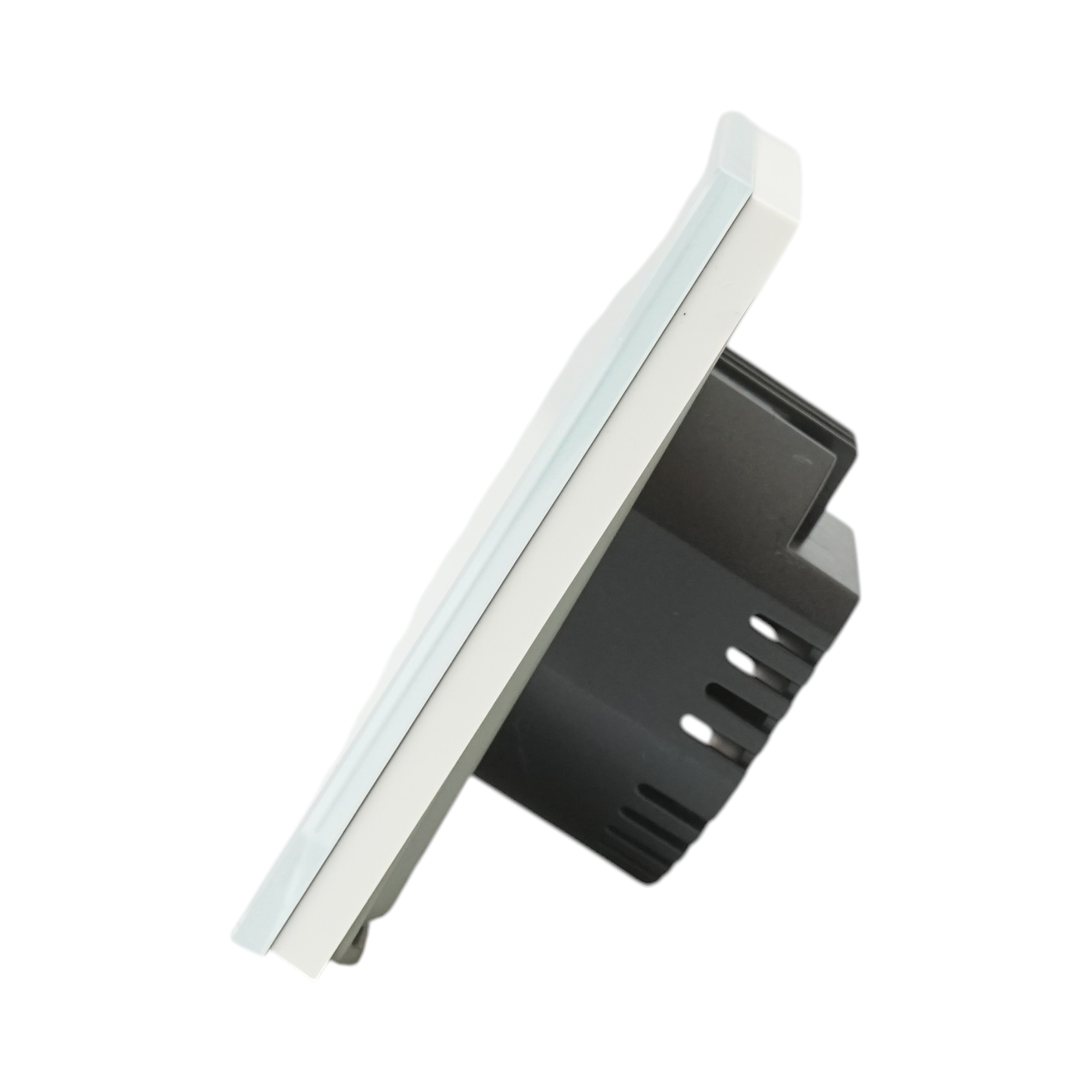 Interruttore doppio touch bianco 220V, spia luminosa, cornice in vetro 86x86x34mm - immagine 3