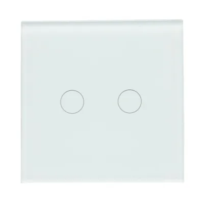 Interruttore doppio touch bianco 220V, spia luminosa, cornice in vetro 86x86x34mm - immagine 2