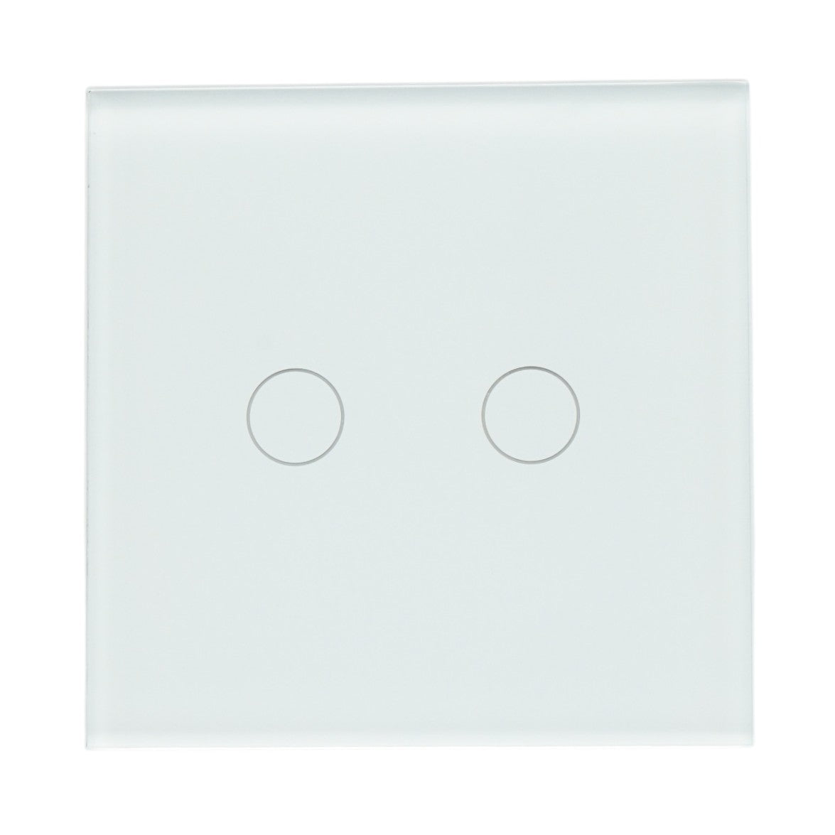 Interruttore doppio touch bianco 220V, spia luminosa, cornice in vetro 86x86x34mm - immagine 2