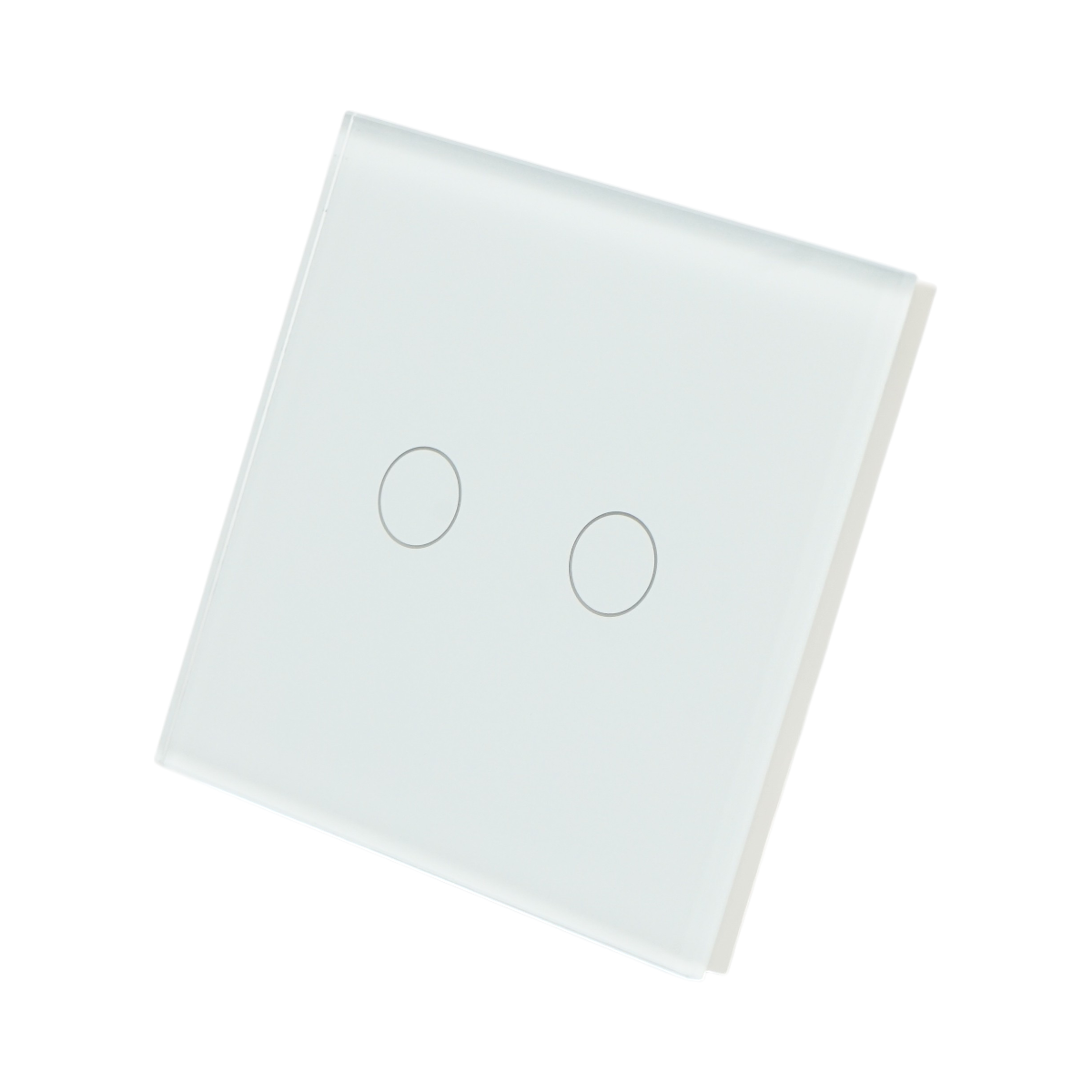 Interruttore doppio touch bianco 220V, spia luminosa, cornice in vetro 86x86x34mm