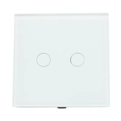 Interruttore doppio touch, bianco, 220V, spia luminosa, cornice in vetro 86x86x34mm - immagine 2