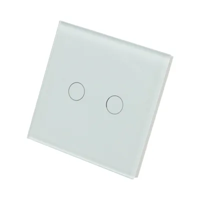 Interruttore doppio touch, bianco, 220V, spia luminosa, cornice in vetro 86x86x34mm