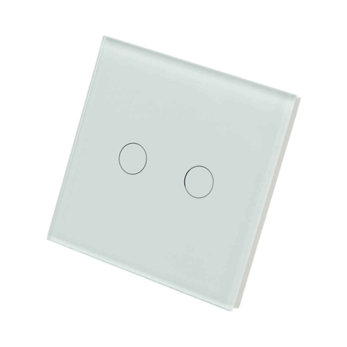 Interruttore doppio touch, bianco, 220V, spia luminosa, cornice in vetro 86x86x34mm