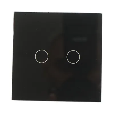 Interruttore doppio touch, nero, 220V, spia luminosa, cornice in vetro 86x86x34mm - immagine 2