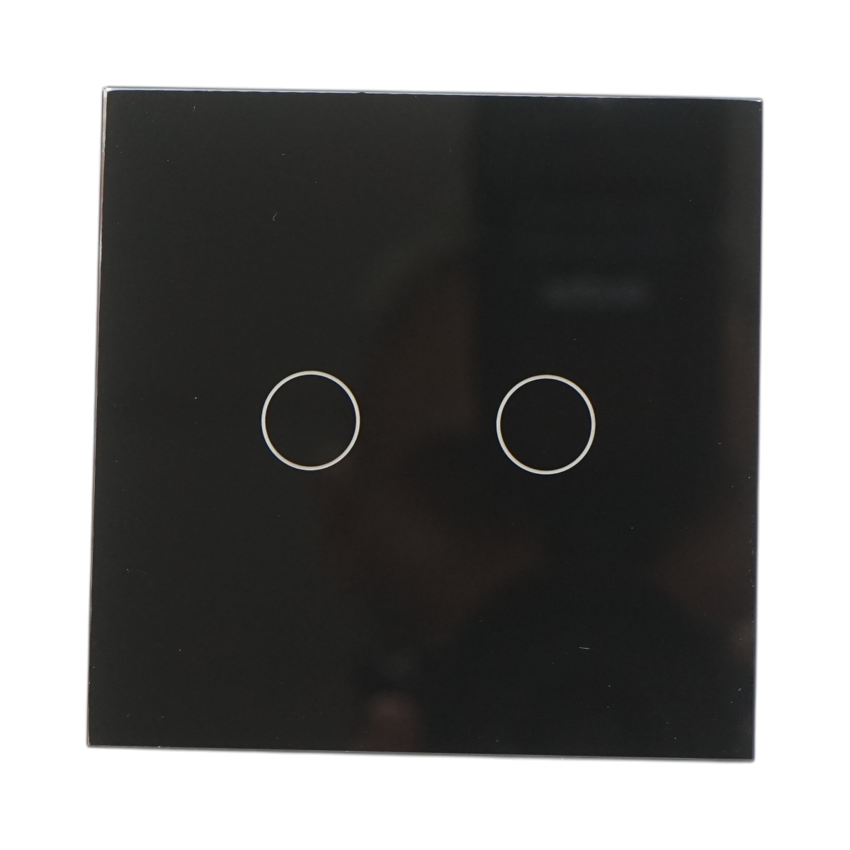 Interruttore doppio touch, nero, 220V, spia luminosa, cornice in vetro 86x86x34mm - immagine 2
