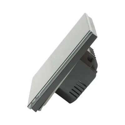 Interruttore doppio touch, nero, 220V, spia luminosa, cornice in vetro 86x86x34mm - immagine 3