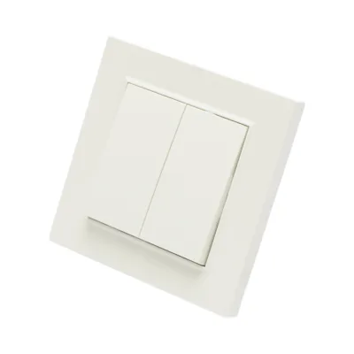Interruttore doppio, bianco, da incasso, 220V, 10AX, ABS 80x80mm