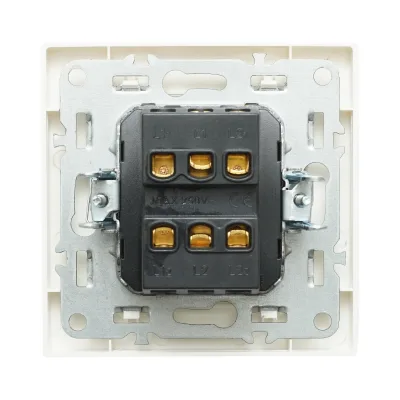 Interruttore doppio, bianco, da incasso, 220V, 10AX, ABS 80x80mm - immagine 3