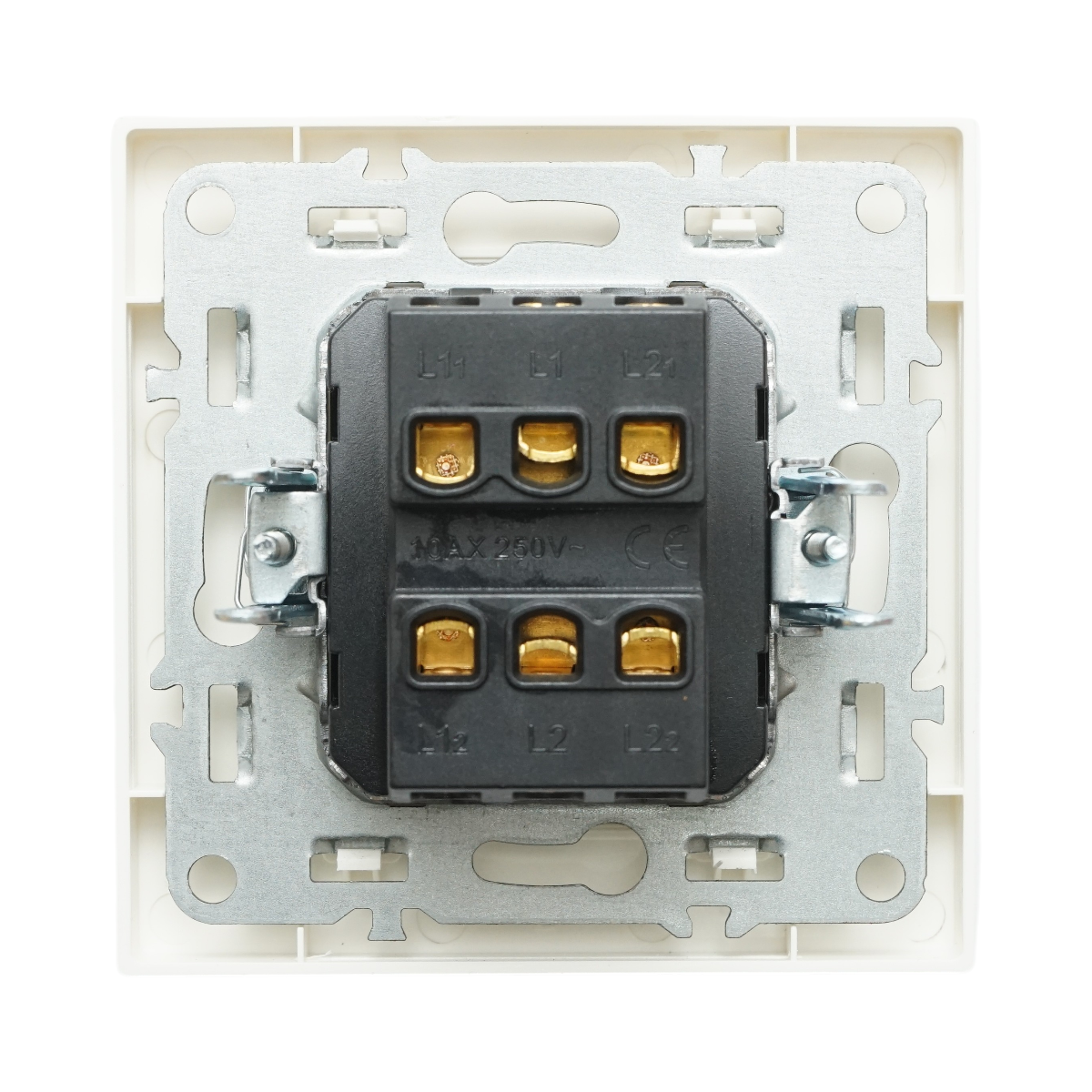 Interruttore doppio, bianco, da incasso, 220V, 10AX, ABS 80x80mm - immagine 3