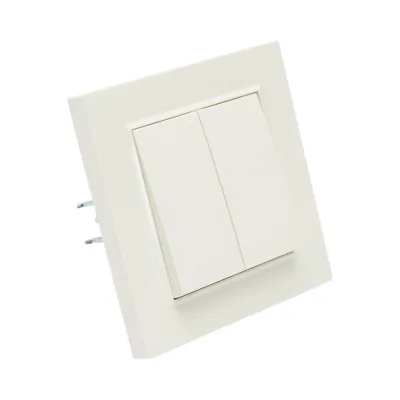 Interruttore doppio, bianco, da incasso, 220V, 10AX, ABS 80x80mm - immagine 4