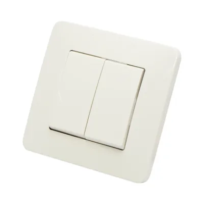 Interruttore doppio, bianco, da incasso, 220V, 10AX, PC 80x80mm