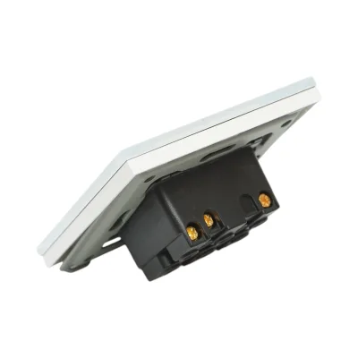 Interruttore doppio, bianco, da incasso, 220V, 16AX, spia luminosa, cornice in vetro 86x86x34mm - immagine 3