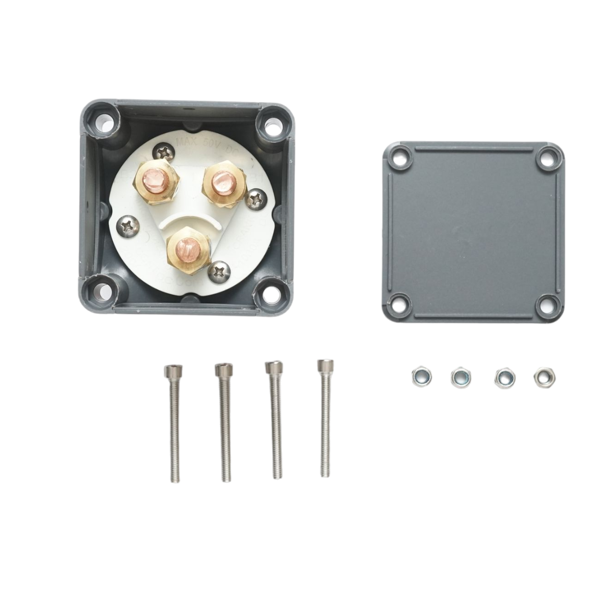 Interruttore generale batteria 12-50V, max 200A, 70x70x75mm - immagine 5