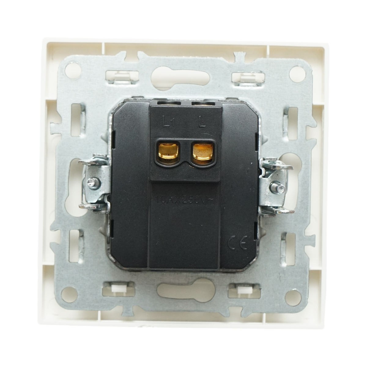 Interruttore semplice da incasso bianco 220V, 10AX, ABS 80x80mm - immagine 3