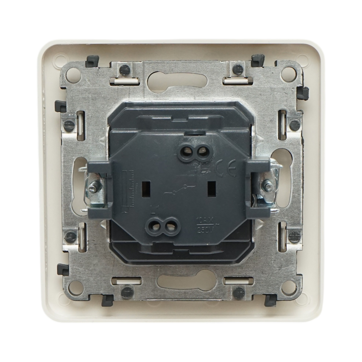 Interruttore semplice da incasso bianco 220V, 10AX, PC 80x80mm - immagine 3