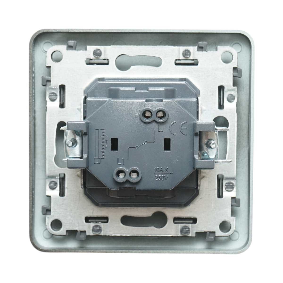 Interruttore semplice da incasso nero 220V, 10AX, PC 80x80mm - immagine 3