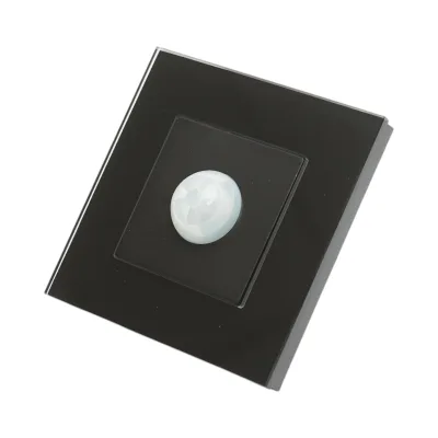 Interruttore sensore di movimento PIR nero 220V, cornice in vetro 86x86x34mm