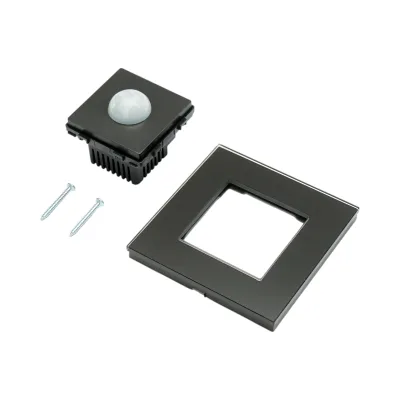 Interruttore sensore di movimento PIR nero 220V, cornice in vetro 86x86x34mm - immagine 5