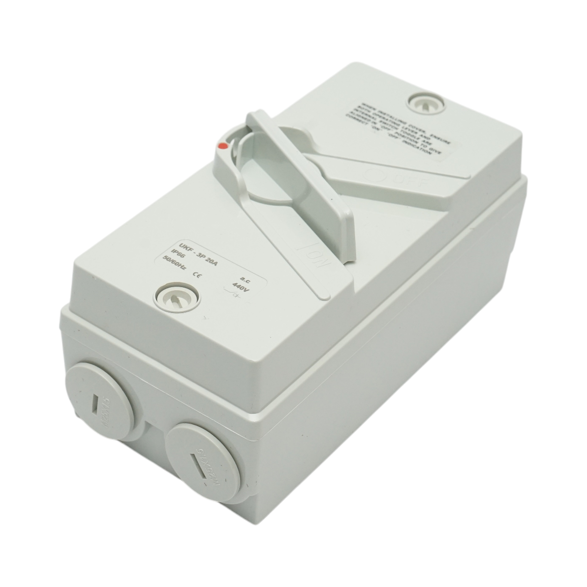 Interruttore sezionatore 3P, 440V AC, 20A ON/OFF con protezione IP66 - immagine 2