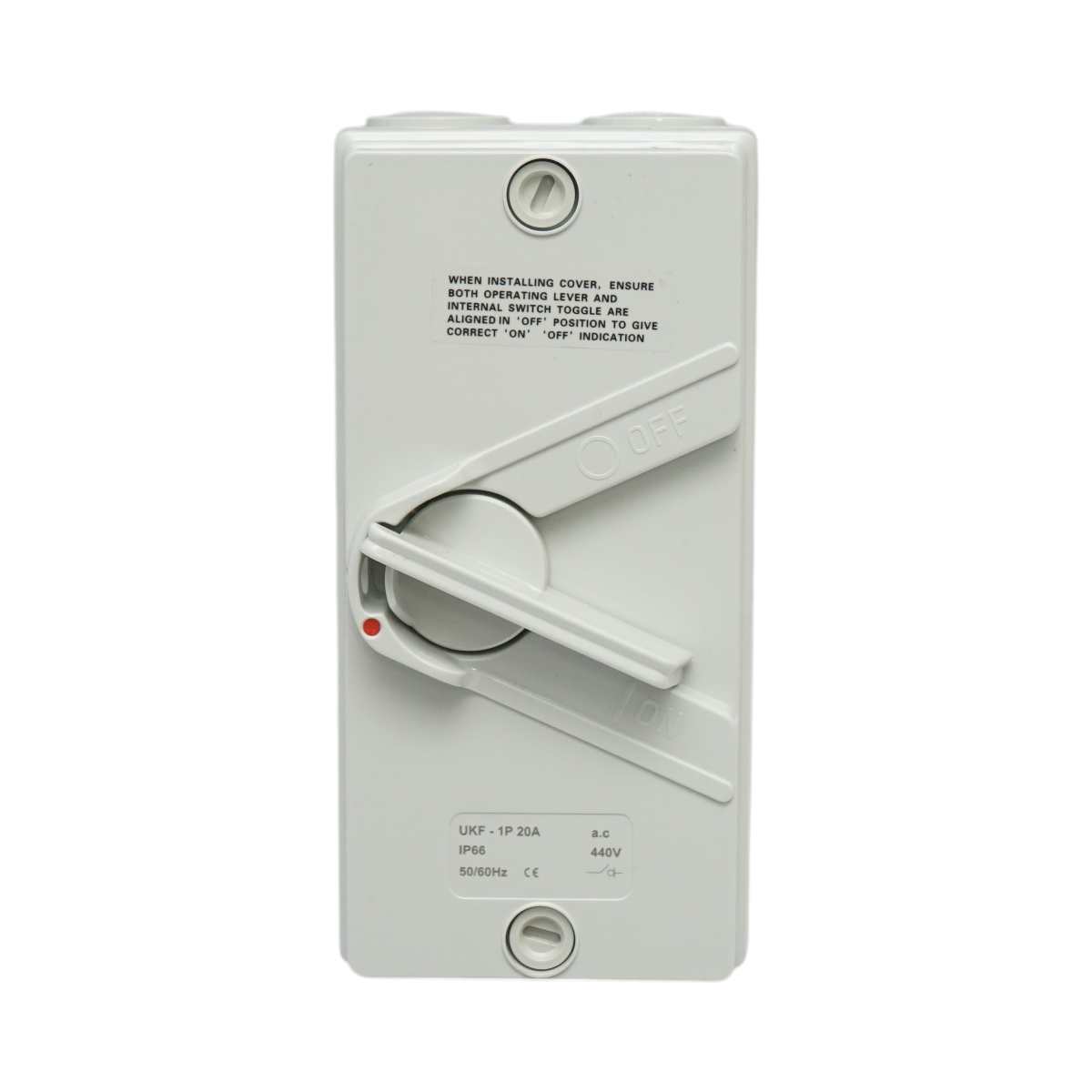 Interruttore sezionatore ON/OFF 1P, 440 V CA, 20 A con protezione IP66