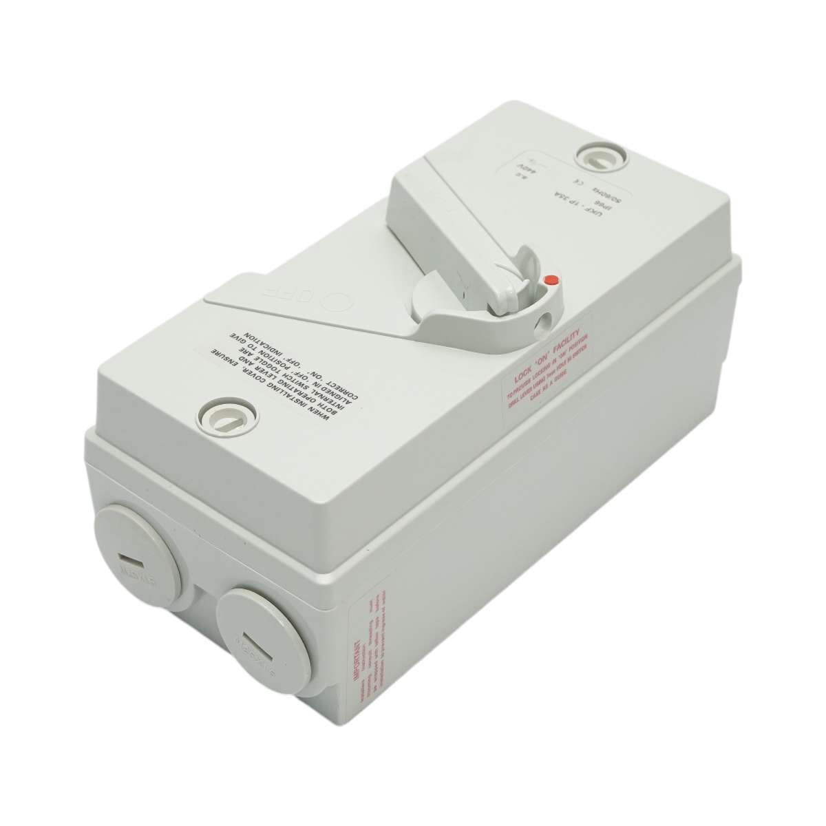 Interruttore sezionatore ON/OFF 1P, 440 V CA, 35 A con protezione IP66 - immagine 2