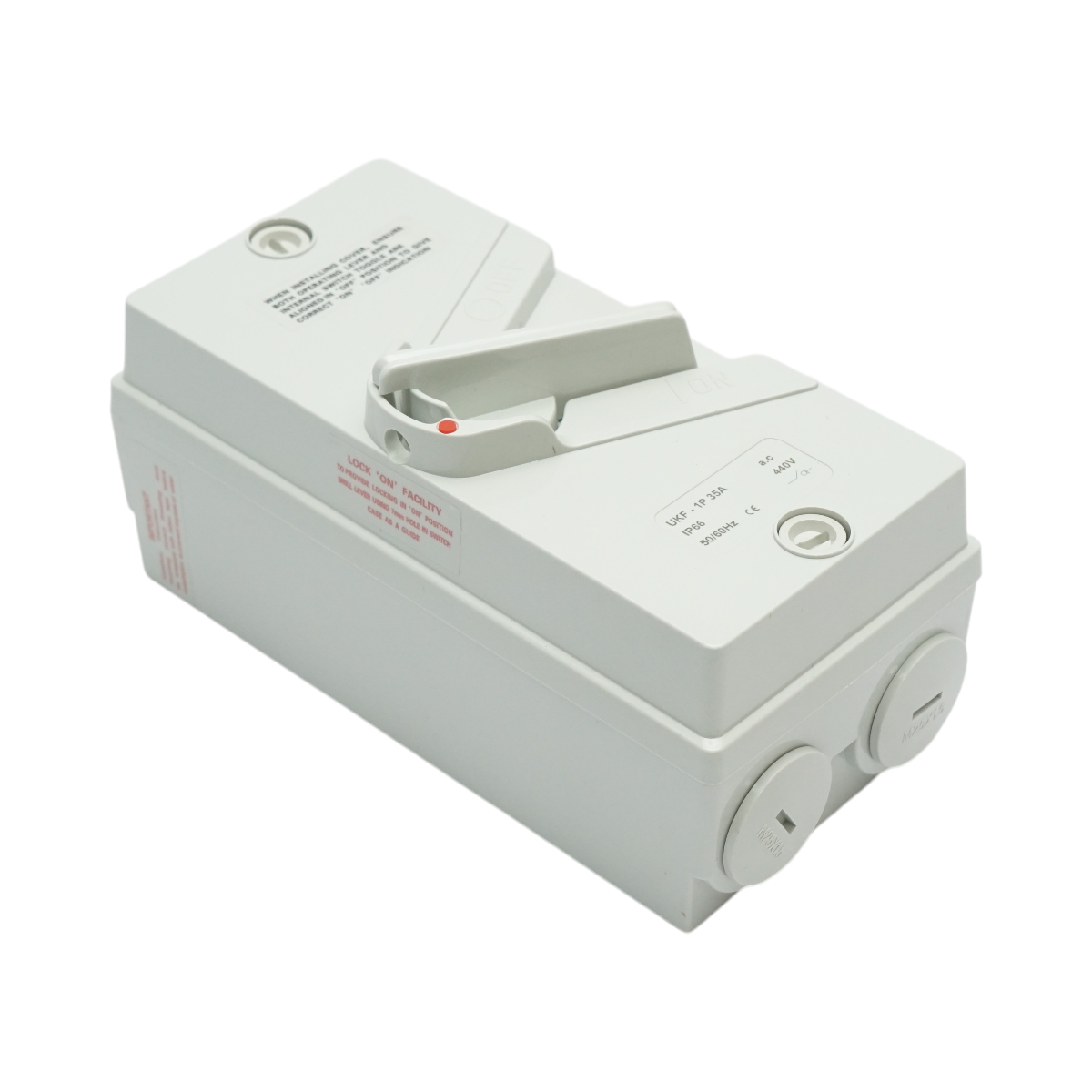 Interruttore sezionatore ON/OFF 1P, 440 V CA, 35 A con protezione IP66 - immagine 4