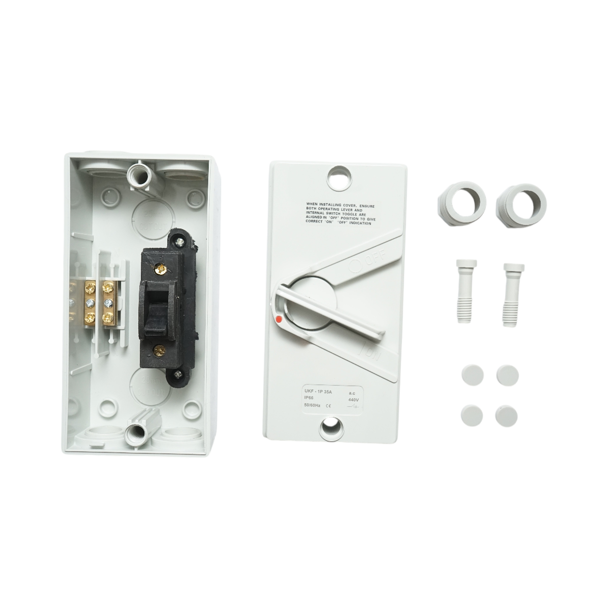 Interruttore sezionatore ON/OFF 1P, 440 V CA, 35 A con protezione IP66 - immagine 5