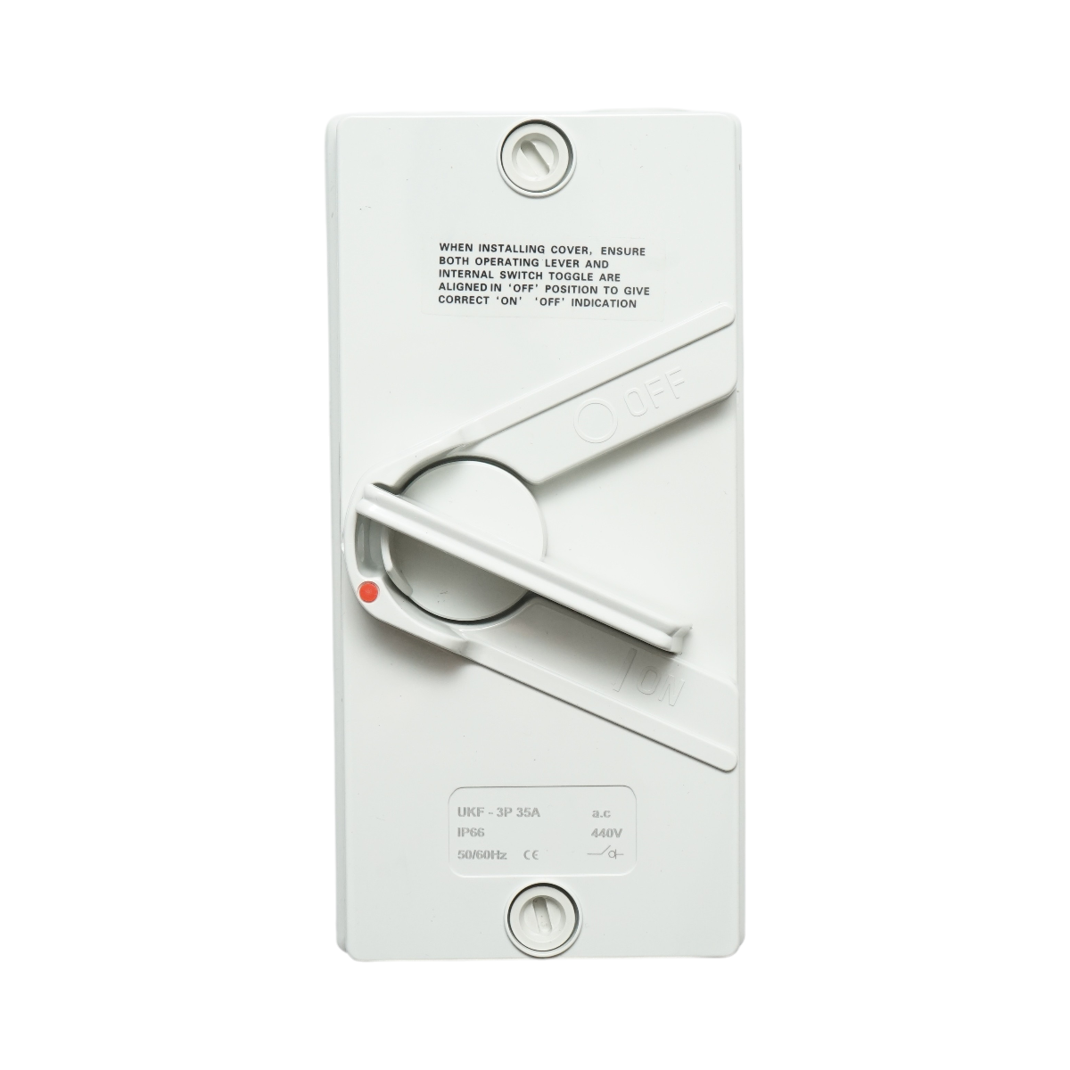Interruttore sezionatore ON/OFF 3P, 440 V CA, 35 A con protezione IP66