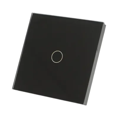 Interruttore touch semplice nero 220V, spia luminosa, cornice in vetro 86x86x34mm