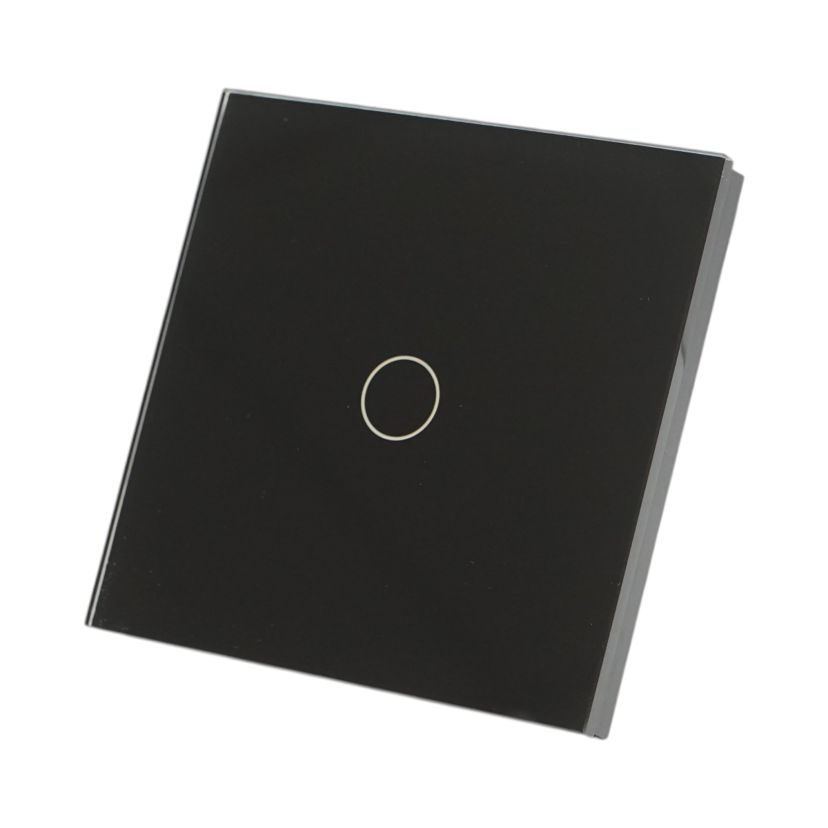 Interruttore touch semplice nero 220V, spia luminosa, cornice in vetro 86x86x34mm