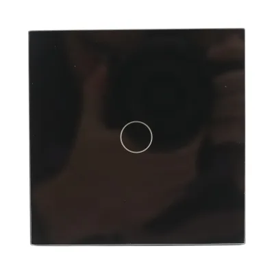 Interruttore touch semplice nero 220V, spia luminosa, cornice in vetro 86x86x34mm - immagine 2