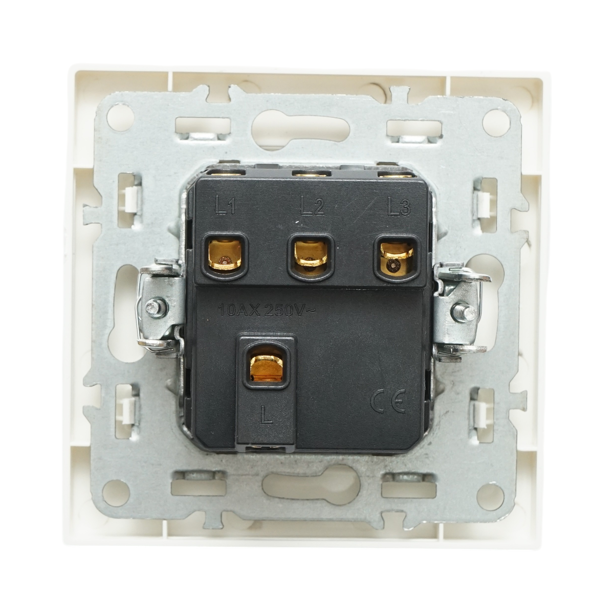 Interruttore triplo da incasso bianco 220V, 10AX, ABS 80x80mm - immagine 3